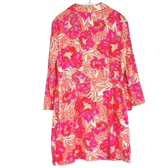 Sigrid Olsen Floral Hawaiian Print 3/4 Bell Sleeve Linen Blend Shift Dress, US10 - Picture 6 of 11